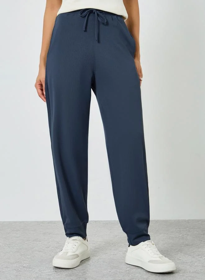 Styli Grey Waffle Knit Relaxed Fit Joggers
